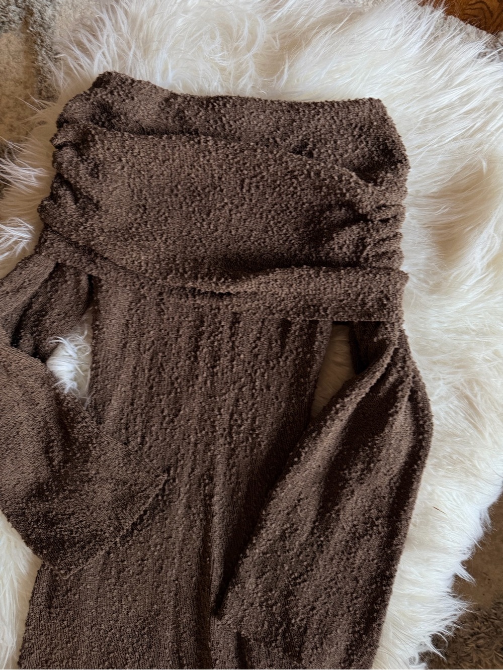 SHEIN Brown Strapless Textured Knit Dress - Picture 3 of 5